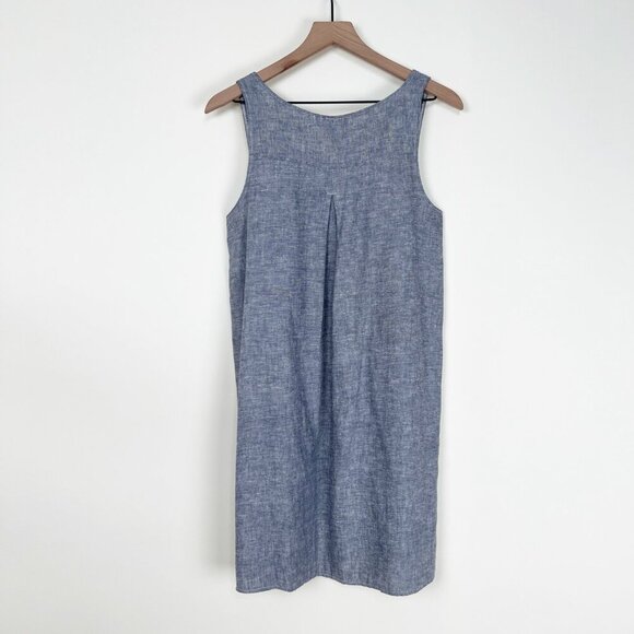 Made In The USA Linen Mini Shift Dress Boho Coastal Cowgirl Grandma Nautical - Picture 10 of 11